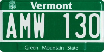 VT license plate AMW130