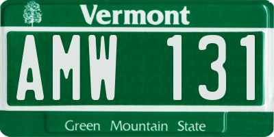 VT license plate AMW131