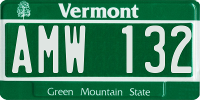 VT license plate AMW132