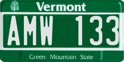 VT license plate AMW133