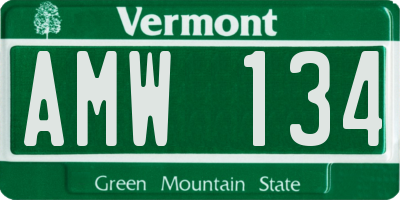 VT license plate AMW134