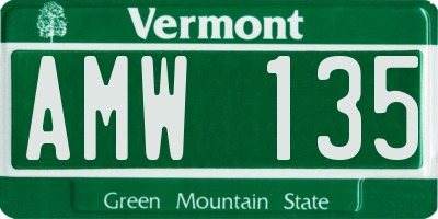 VT license plate AMW135