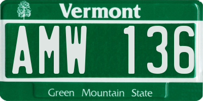 VT license plate AMW136