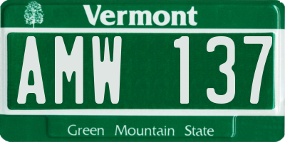 VT license plate AMW137