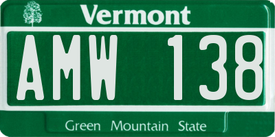 VT license plate AMW138