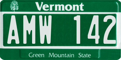 VT license plate AMW142
