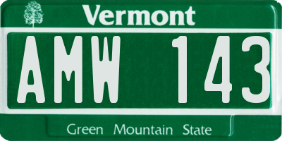 VT license plate AMW143