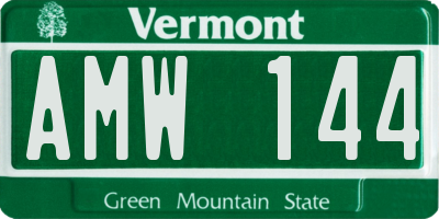 VT license plate AMW144