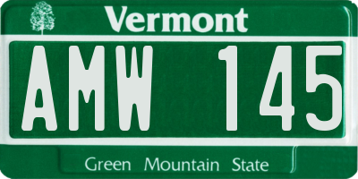VT license plate AMW145