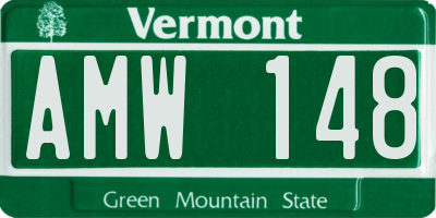 VT license plate AMW148