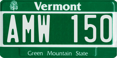 VT license plate AMW150