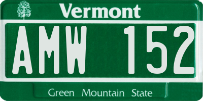 VT license plate AMW152