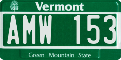 VT license plate AMW153