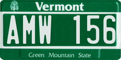 VT license plate AMW156