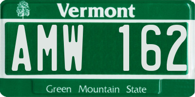 VT license plate AMW162