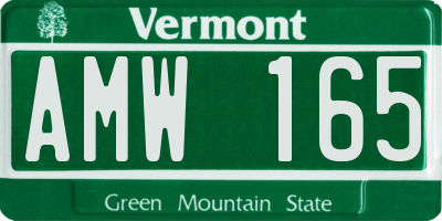 VT license plate AMW165