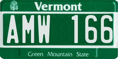 VT license plate AMW166