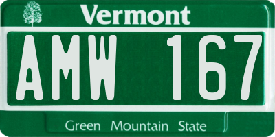 VT license plate AMW167