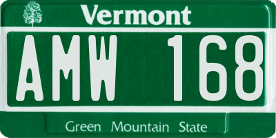 VT license plate AMW168