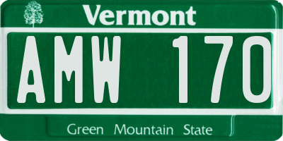 VT license plate AMW170