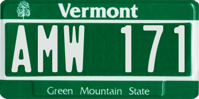 VT license plate AMW171