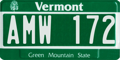 VT license plate AMW172