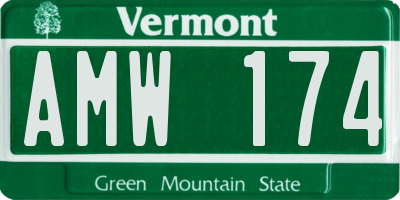 VT license plate AMW174