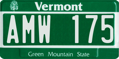 VT license plate AMW175