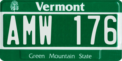 VT license plate AMW176