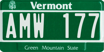 VT license plate AMW177