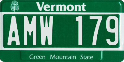 VT license plate AMW179