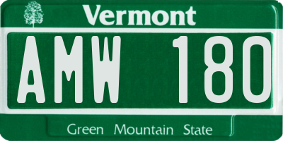 VT license plate AMW180