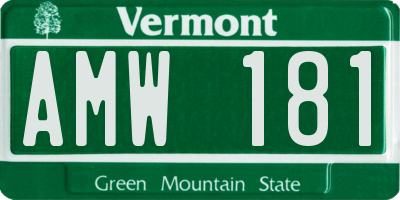 VT license plate AMW181