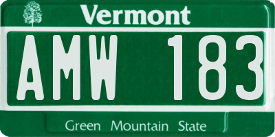 VT license plate AMW183