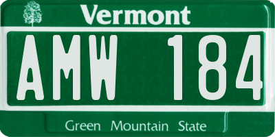 VT license plate AMW184