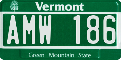 VT license plate AMW186