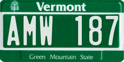 VT license plate AMW187