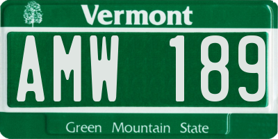 VT license plate AMW189
