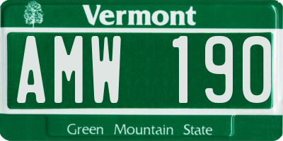VT license plate AMW190