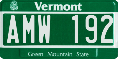 VT license plate AMW192