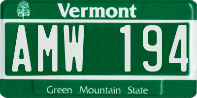 VT license plate AMW194