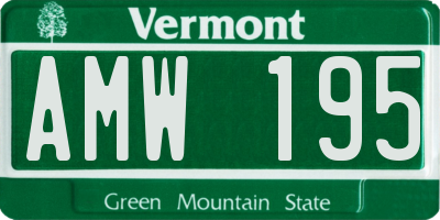 VT license plate AMW195