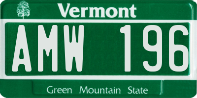 VT license plate AMW196