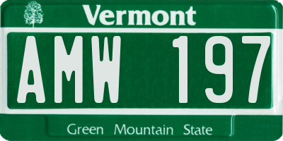 VT license plate AMW197