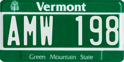 VT license plate AMW198