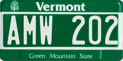 VT license plate AMW202