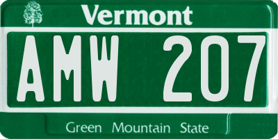 VT license plate AMW207