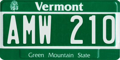 VT license plate AMW210