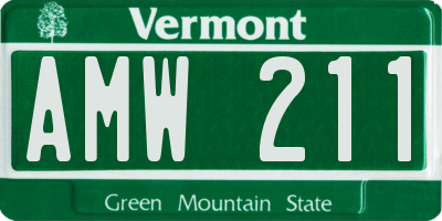 VT license plate AMW211