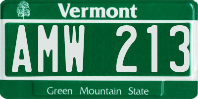 VT license plate AMW213
